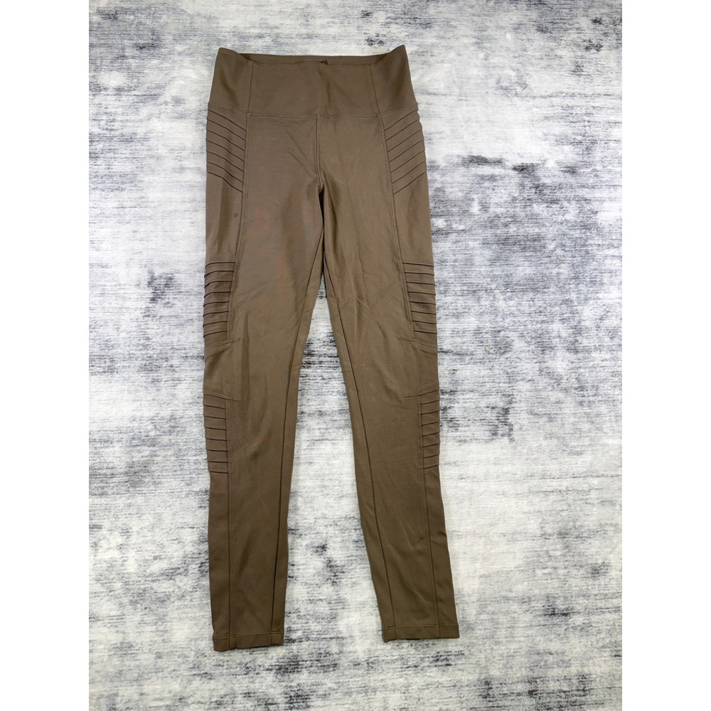 Athleta Delancey Moto Tight Brown High Rise Leggings Zipper Ankle Small 599433